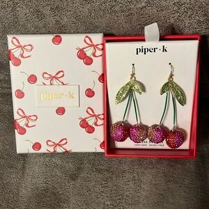 NIP Piper K Glass Stones Sparkling Cherry Earrings Earrings